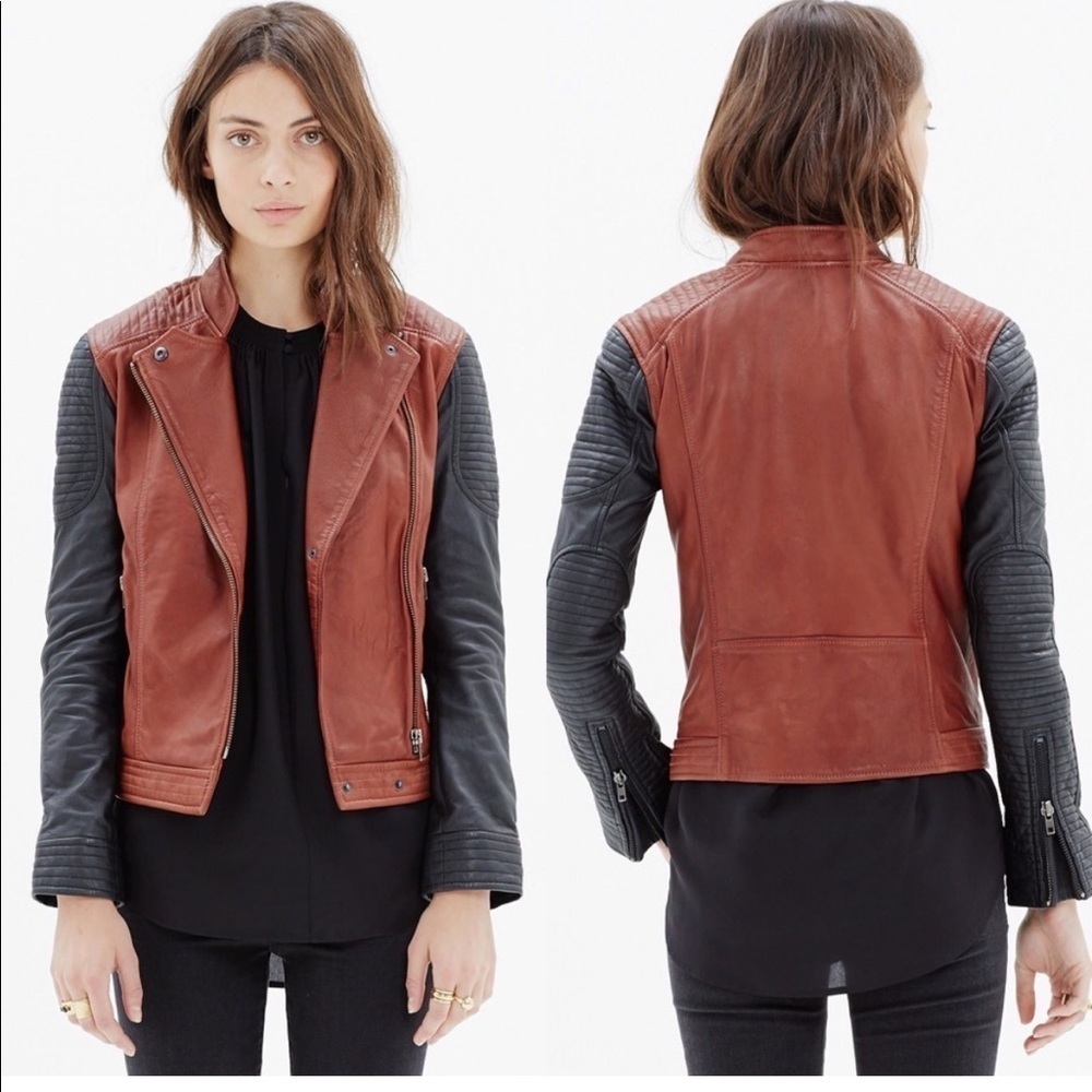 Madewell Two Toned Quilted Leather Backroad Jacket